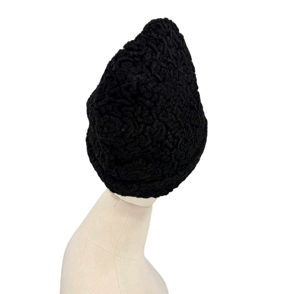 Vintage 70s North King Black 100% Wool Curly Cossack Ambassador Hat