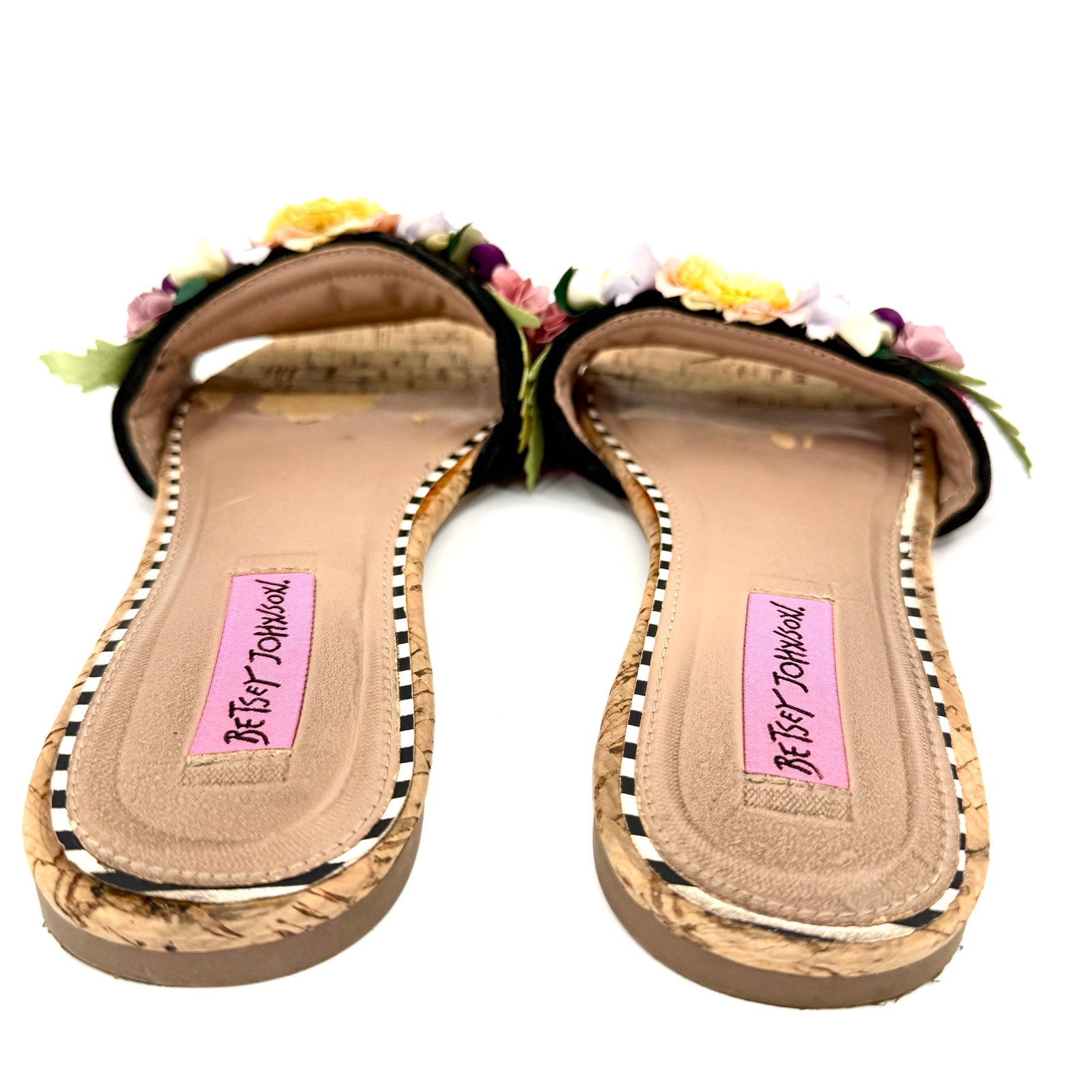 Betsey Johnson Multicolor Tropical Floral Fringe Slide Sandals