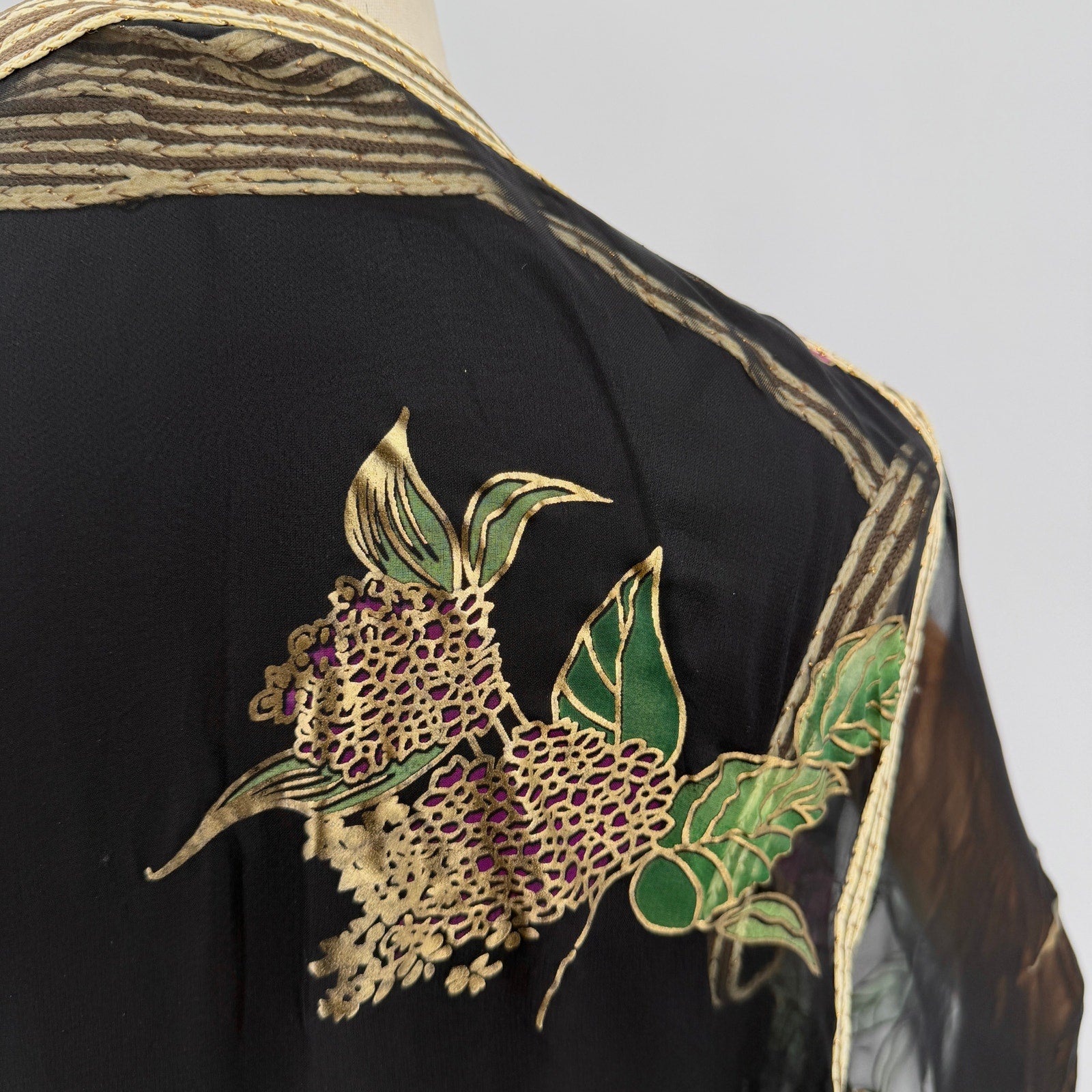 Vintage Handcrafted Emirati Black Gold Jalabiya Tunic and Bisht Duster Set