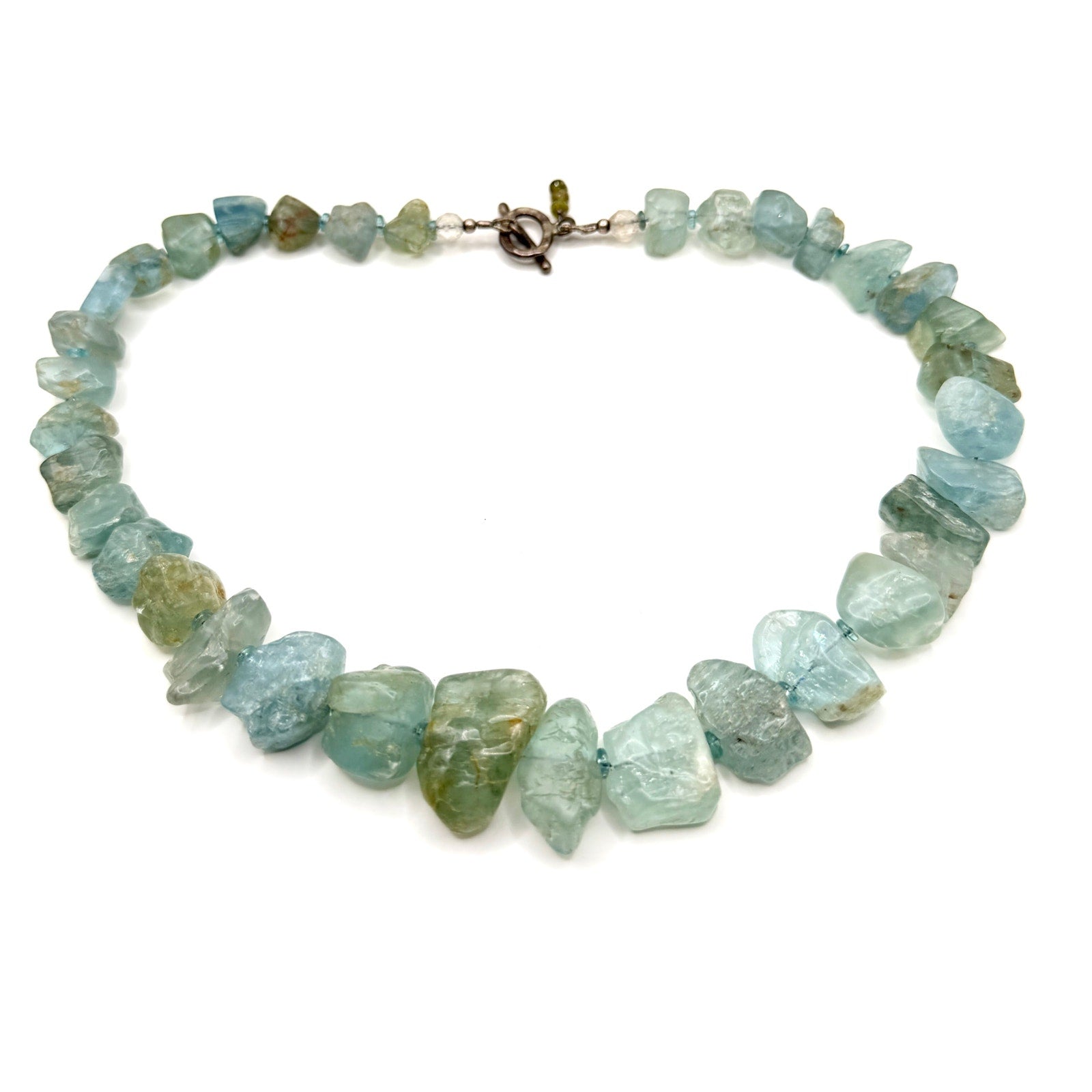 Vintage 90s Ice Blue Aquamarine Raw Nugget Statement Choker Necklace