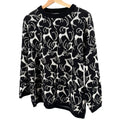 Vintage 80s Benetton Black White 100% Wool Reindeer Motif Crew Neck Sweater