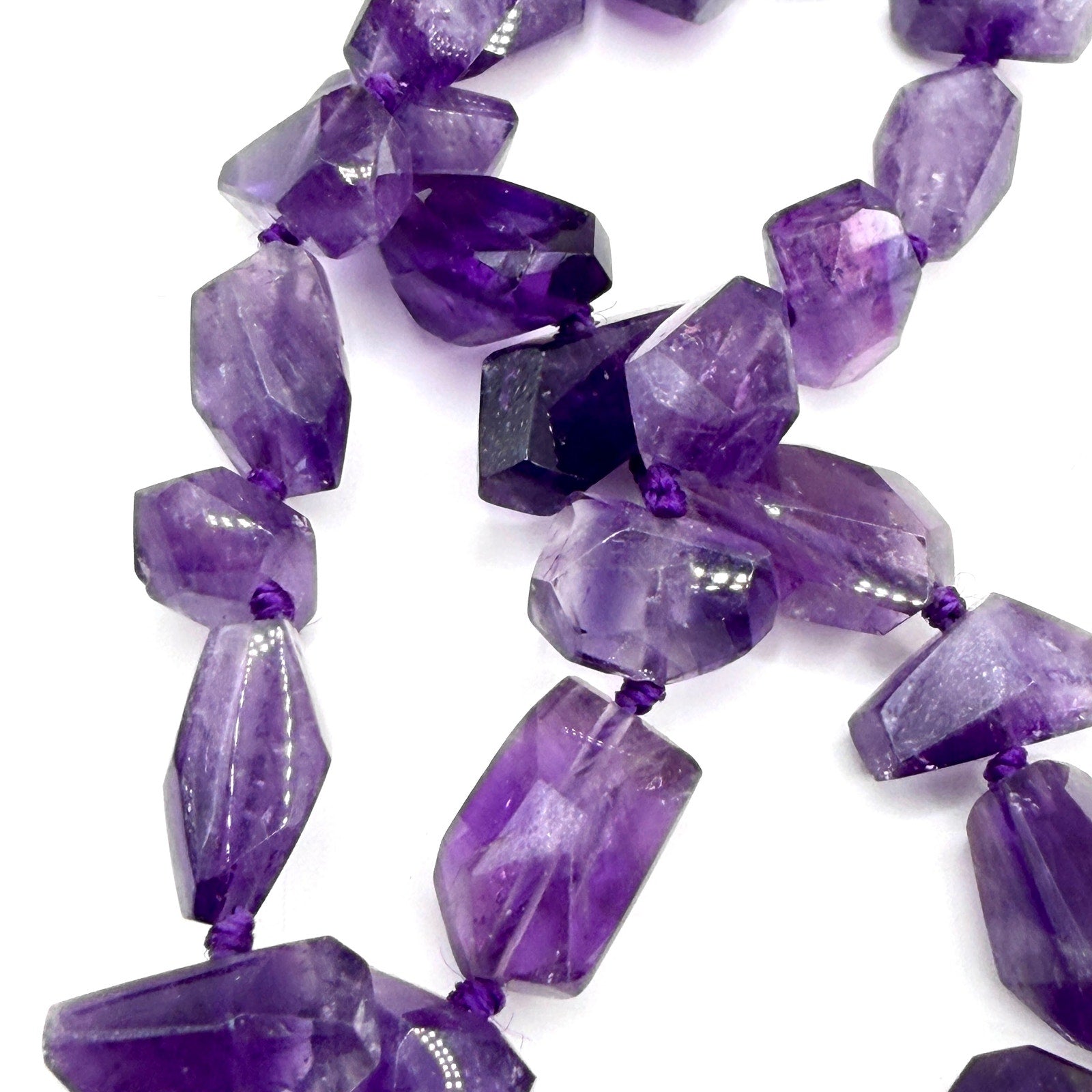 Vintage 90s Purple Sterling Silver Amethyst Multi Strand Statement Necklace