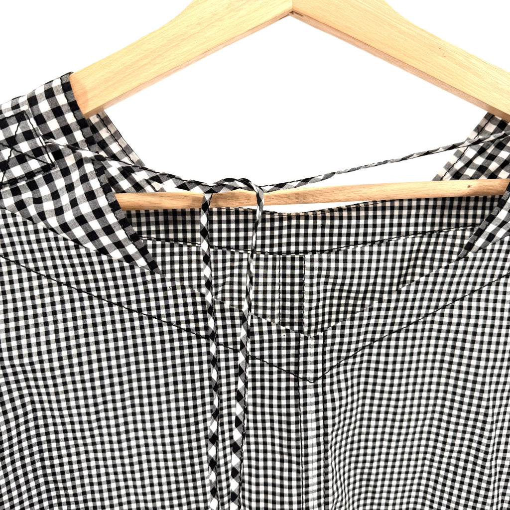 Derek Lam 10 Crosby Black White Gingham 100% Cotton Tie Detail Blouse