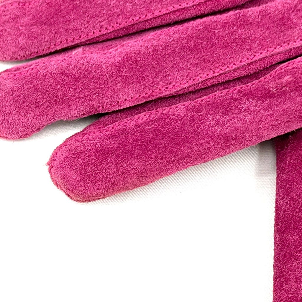 Vintage Y2K Magenta Pink Genuine Leather Suede Lined Gloves
