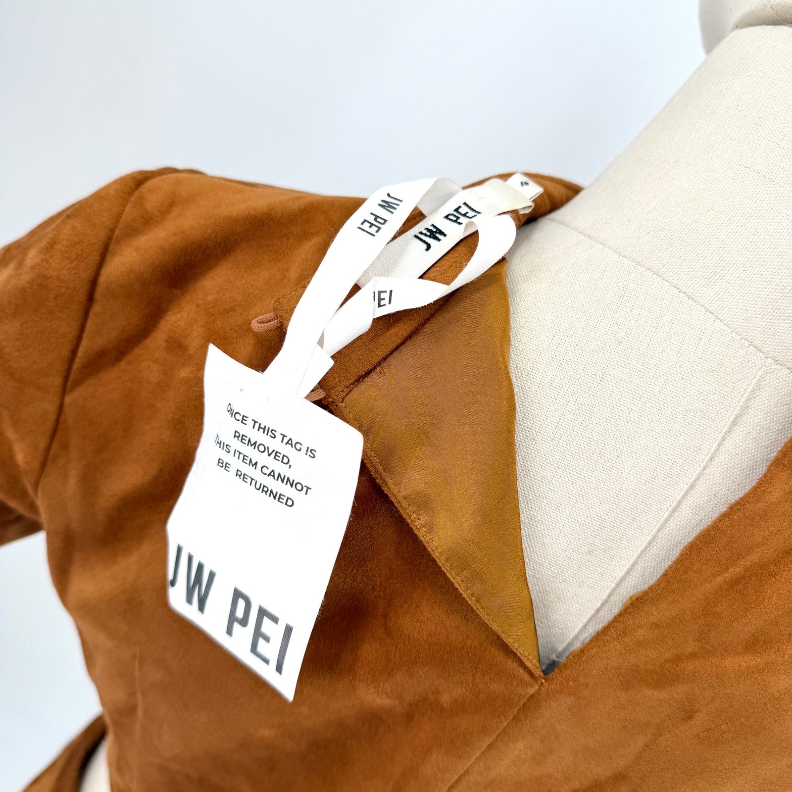 New JW PEI Brown Faux Suede Two Piece Crop Top Mini Skirt Set