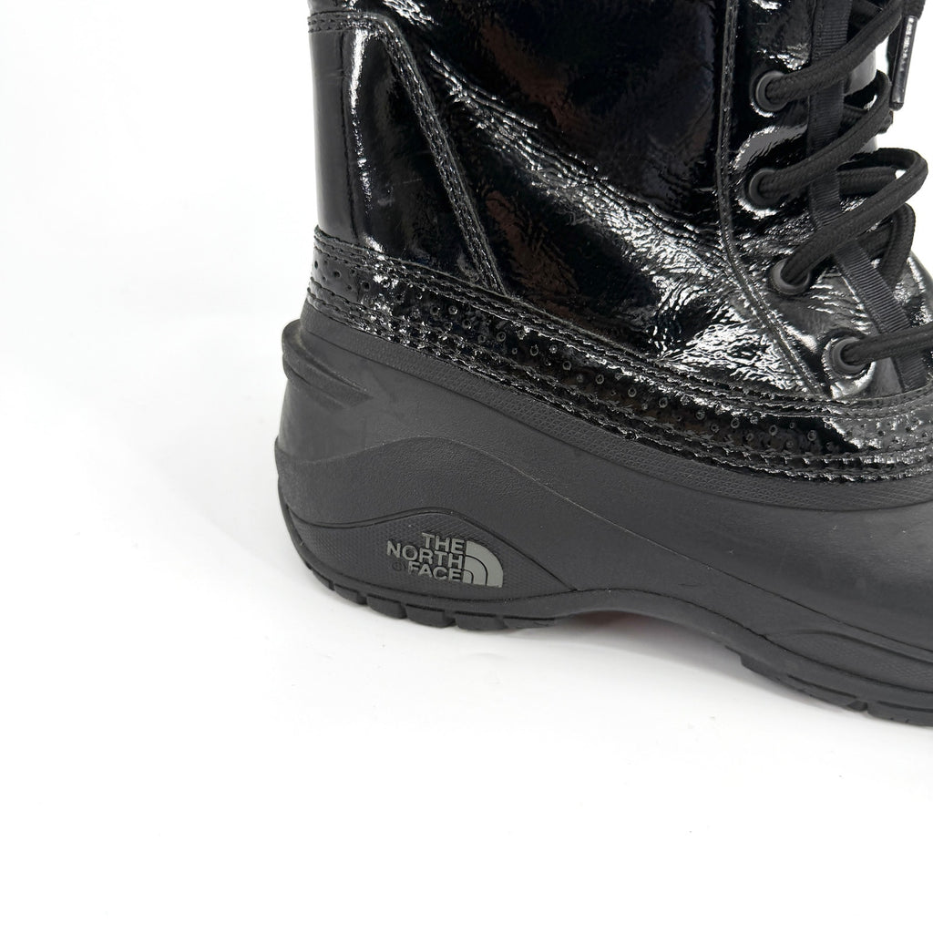 The North Face Black Patent Trim Waterproof Lace Up Snow Boots
