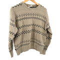 Vintage 90s Nick Danger Beige Black 100% Cotton Fair Isle Crewneck Knit Sweater
