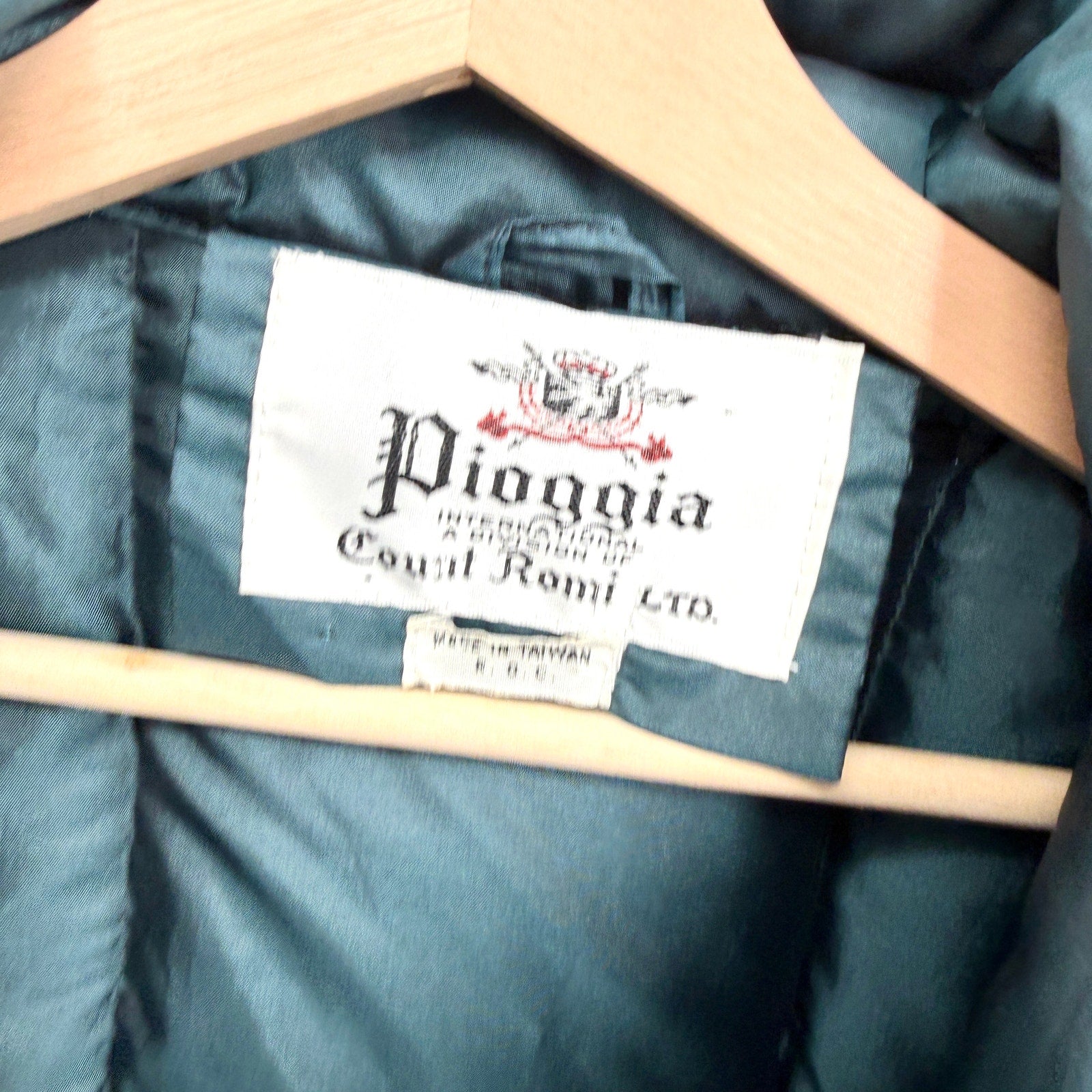 Vintage 80s Pioggia Count Romi Teal Iridescent Down Filled Puffer Jacket