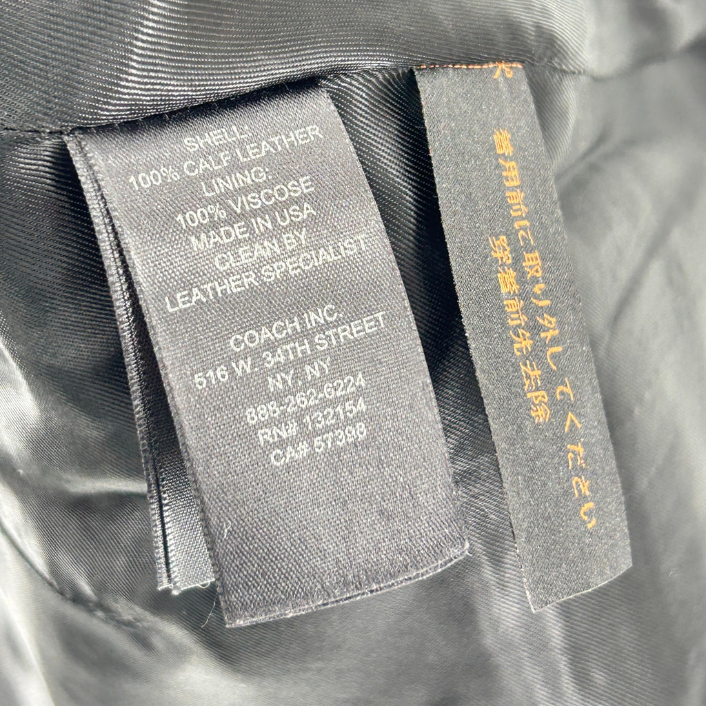 Coach Black Calf Leather Viscose Lined Cargo Pocket Mini Skirt