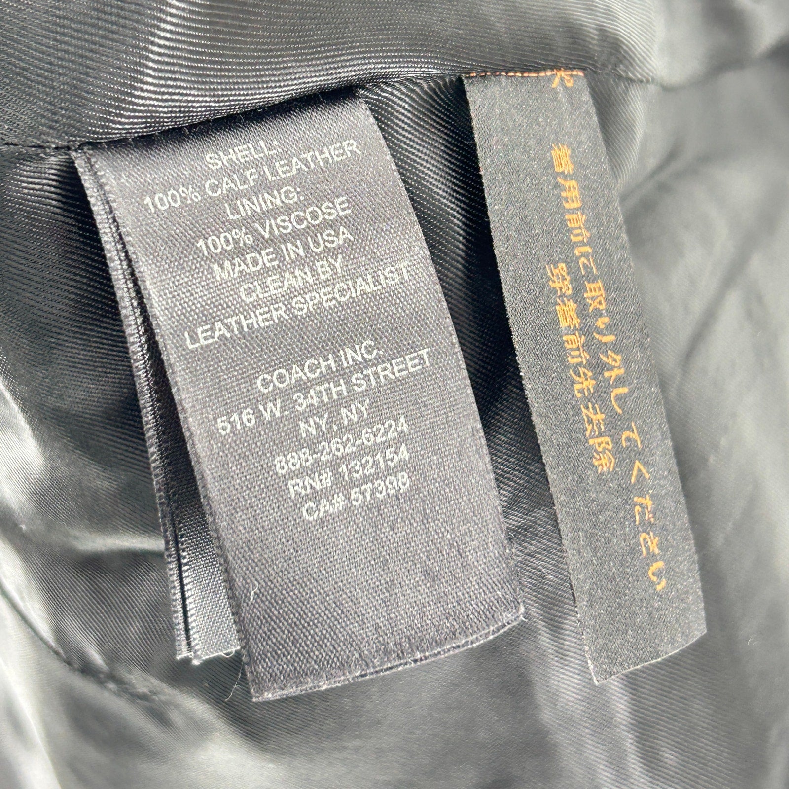 Coach Black Calf Leather Viscose Lined Cargo Pocket Mini Skirt