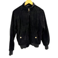 Vintage 80s Authentic Imports Genuine Leather Black Suede Preppy Bomber Jacket
