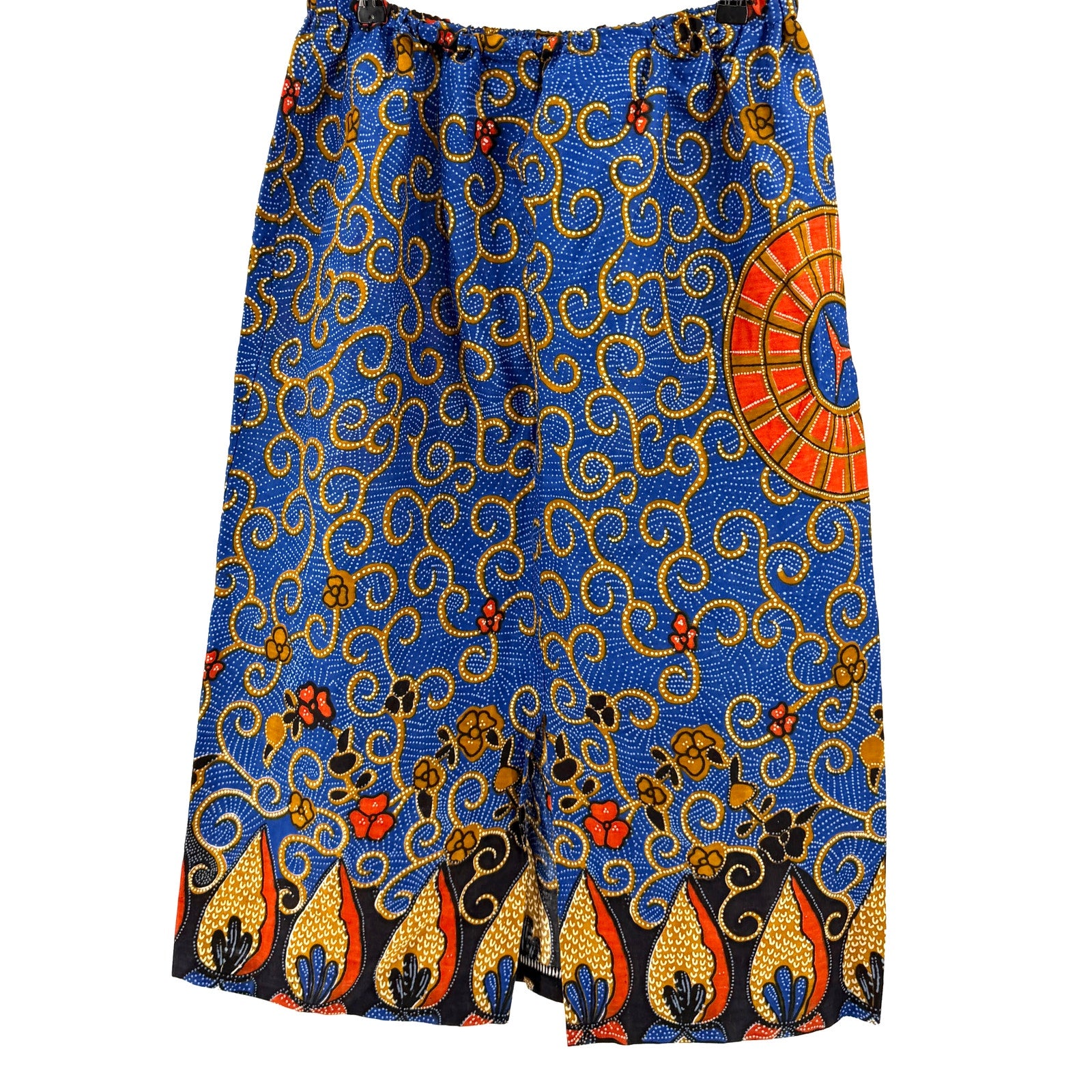 Vintage Y2K Handmade Blue 100% Cotton Afrobohemian Studded Top Midi Skirt Set