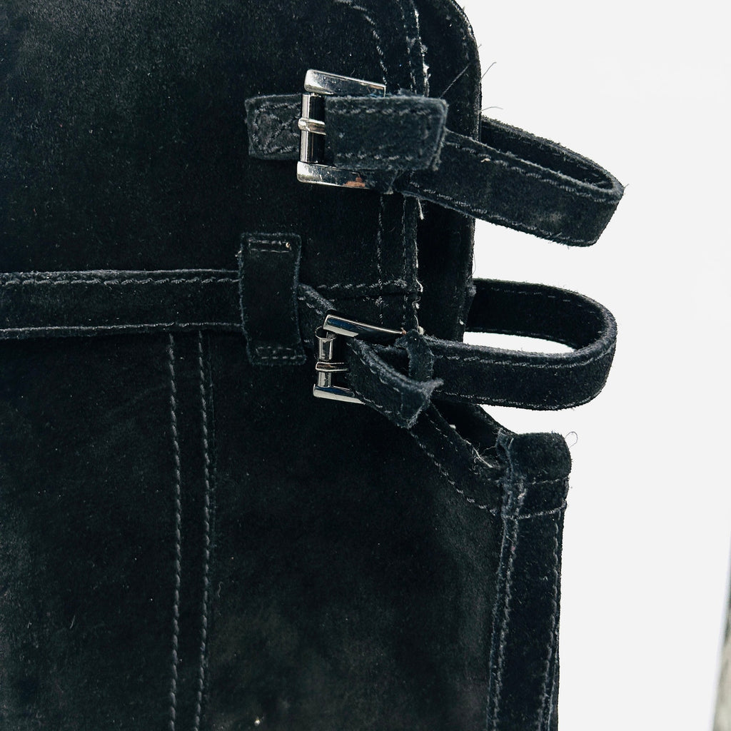Sam Edelman Black Suede Buckle Detail Sexy Over-The-Knee Boots