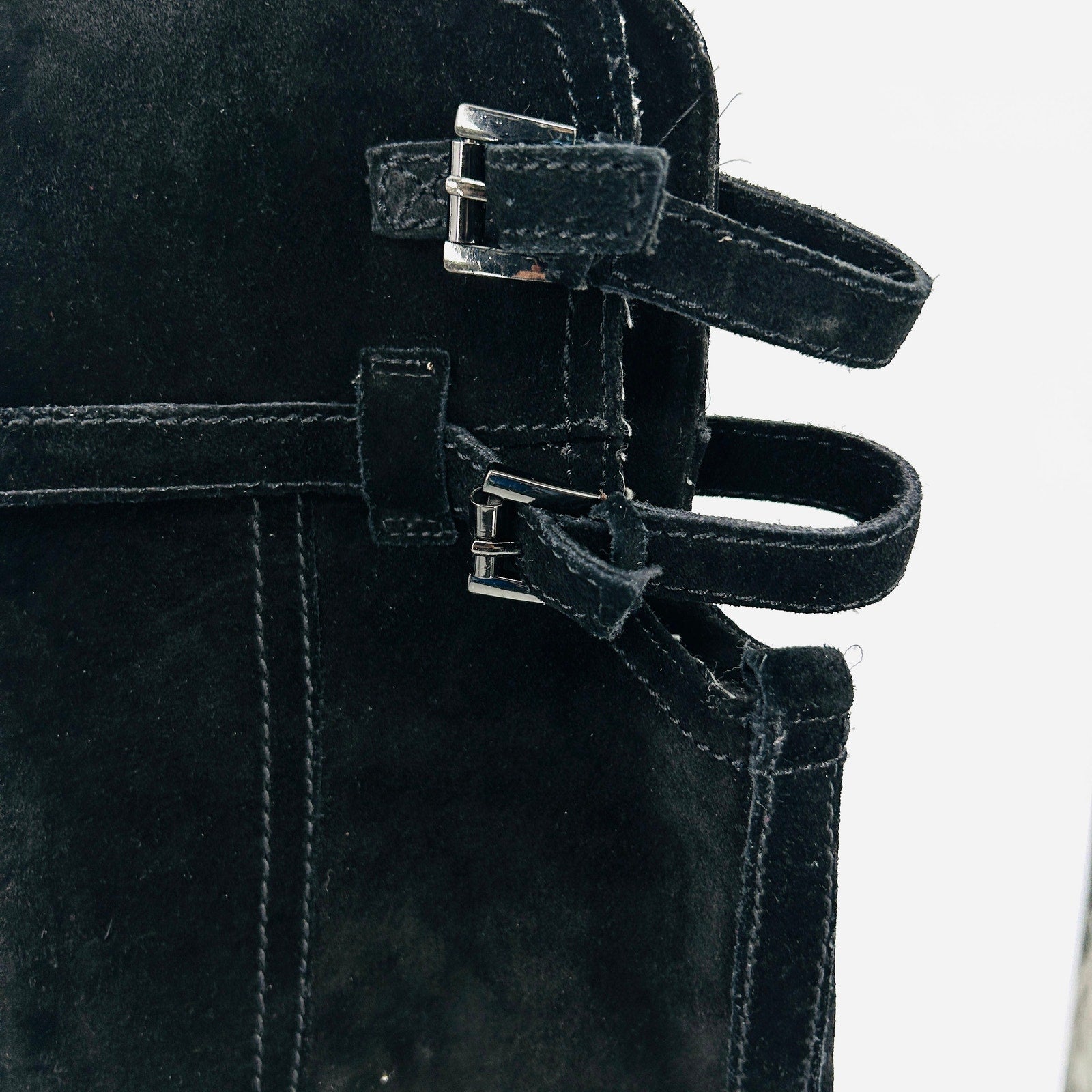 Sam Edelman Black Suede Buckle Detail Sexy Over-The-Knee Boots