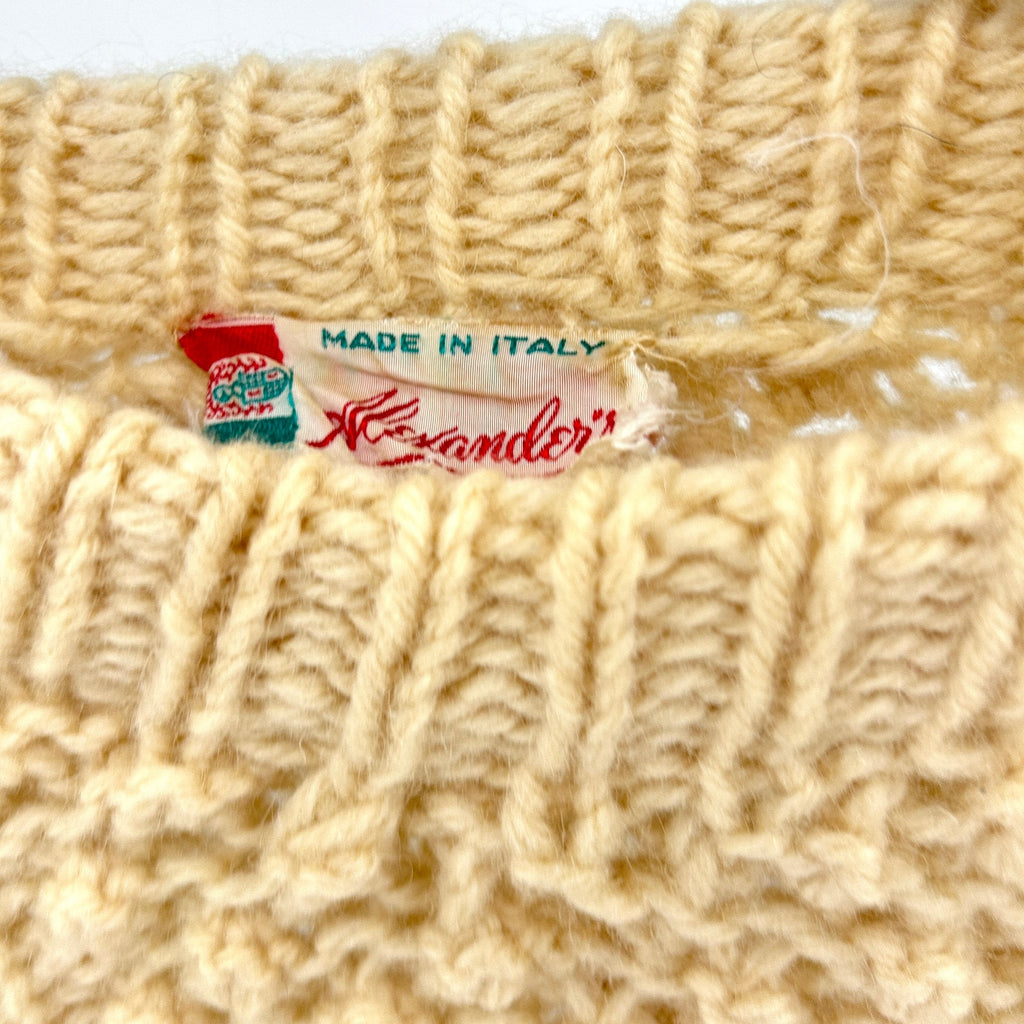 Vintage 70s Italian Alexander’s Cream Wool Fisherman Knit Sweater