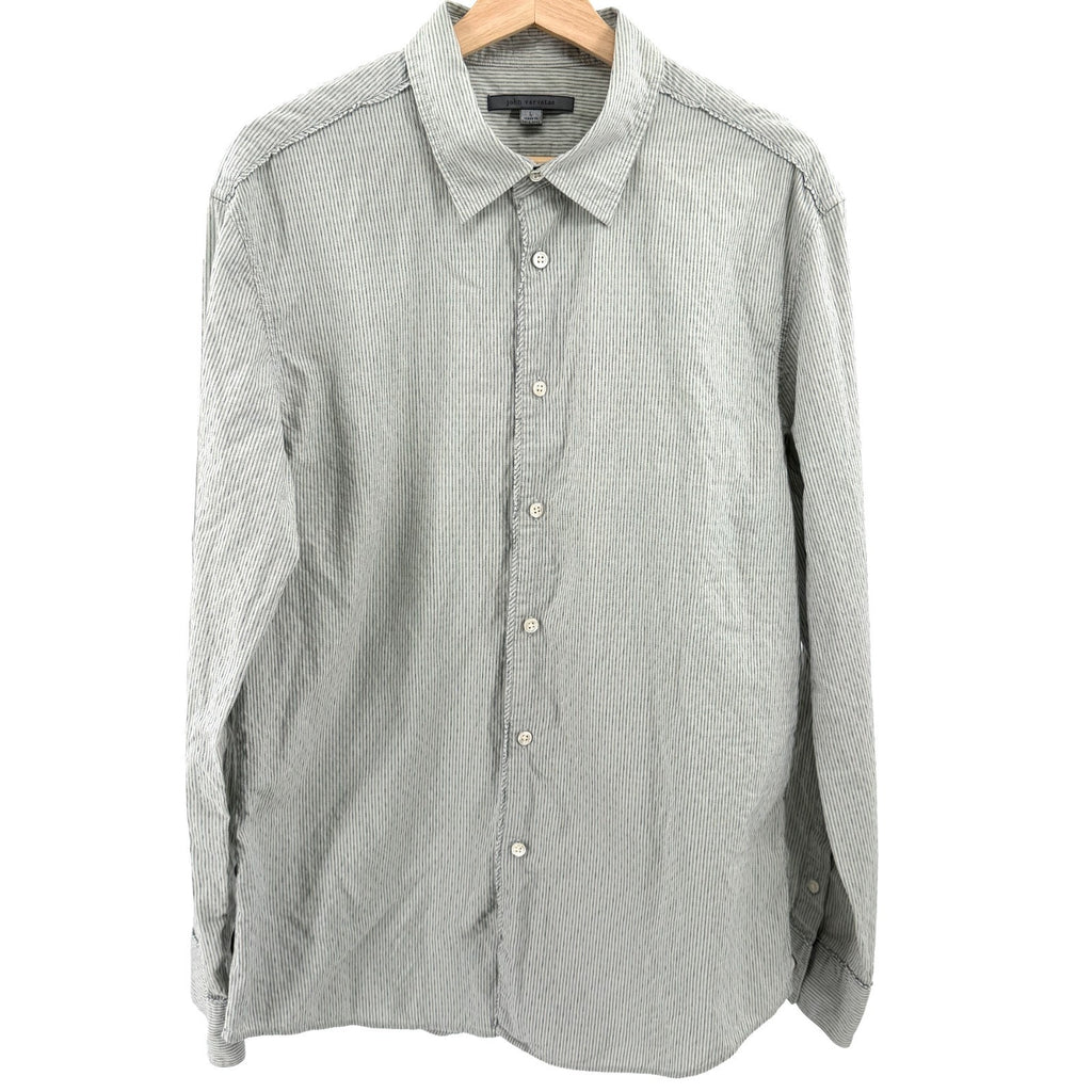 John Varvatos Gray Blue Striped Textured Button-Up Shirt