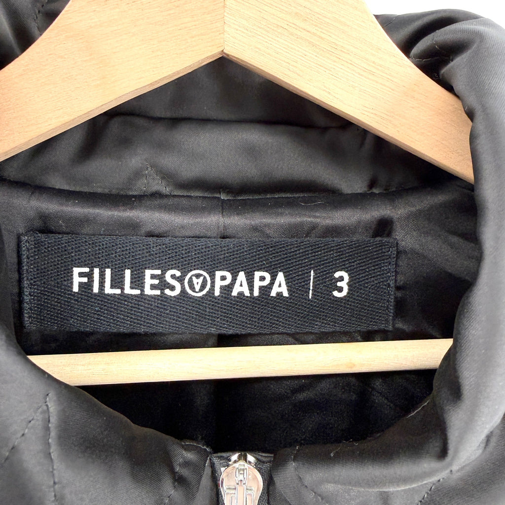 Filles à Papa Black Star Diamond-Stitch Bonzaï Satin Cropped Bomber Jacket
