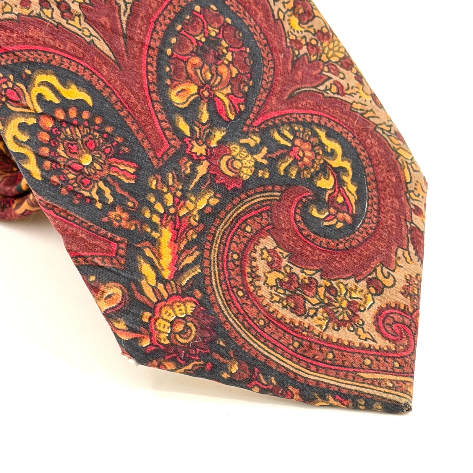 Vintage 90s Liberty of London Maroon 100% Cotton Paisley Woven Necktie