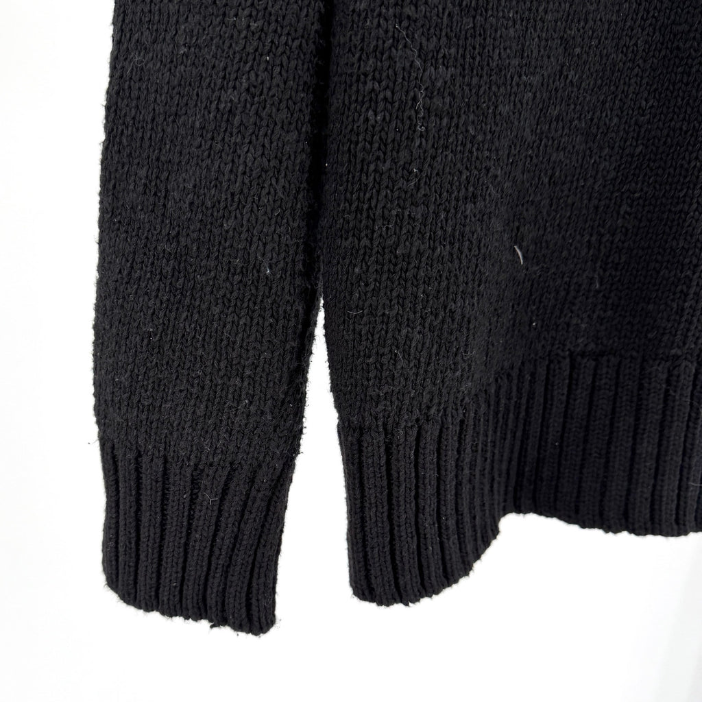 Moussy Black Heavy Knit Toggle Hooded Sweater Jacket