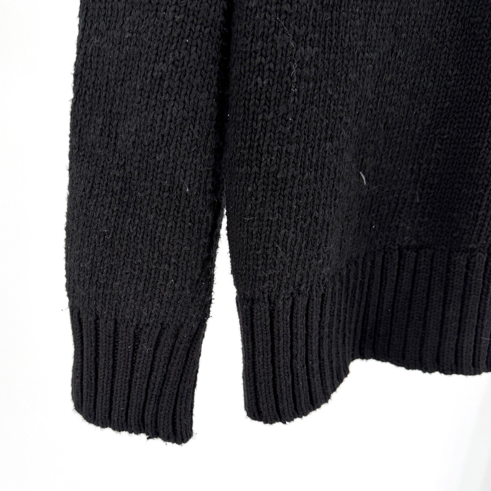 Moussy Black Heavy Knit Toggle Hooded Sweater Jacket
