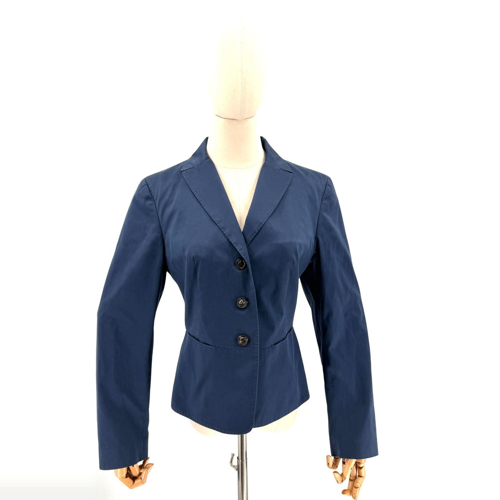 Piazza Sempione Navy Blue Cotton Blend Tailored Blazer Jacket