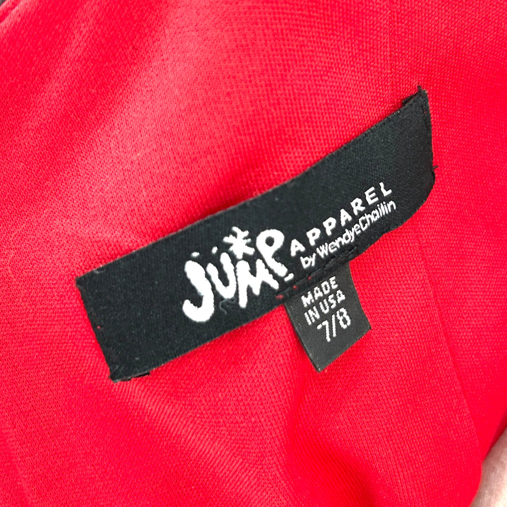 Vintage 90s Jump Apparel Red Satin Floral Evening Gown Dress