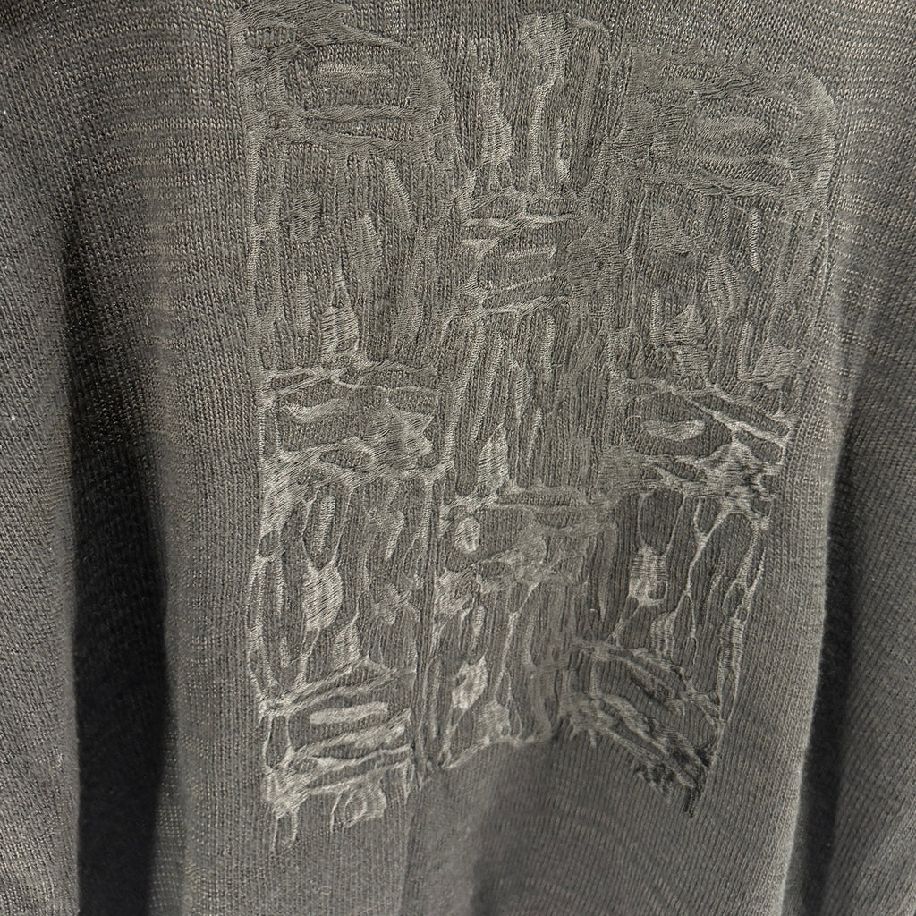 Vintage 90s Eventi Black 100% Wool Textured V-Neck Pullover Sweater