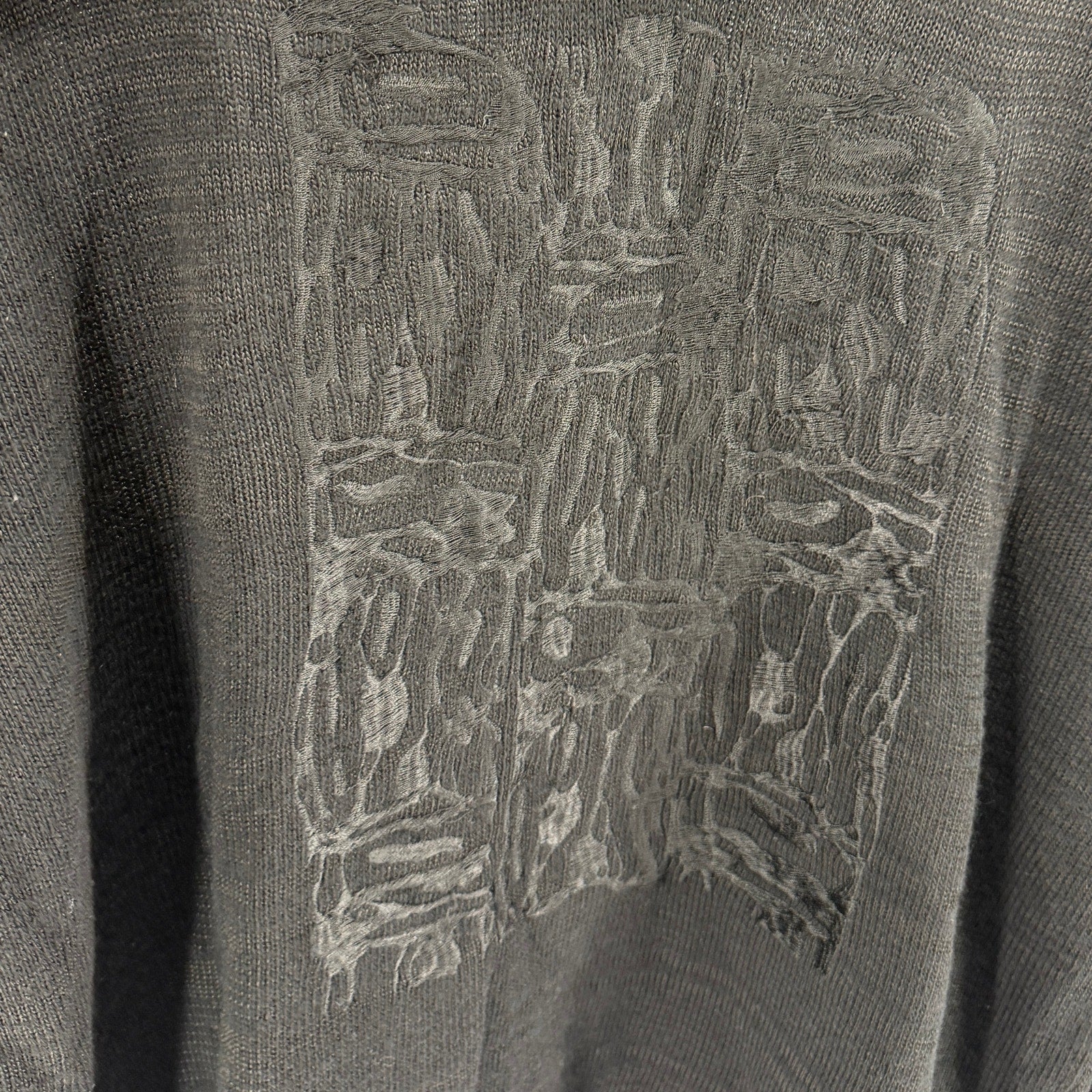Vintage 90s Eventi Black 100% Wool Textured V-Neck Pullover Sweater