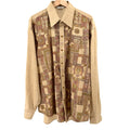 Vintage 90s Torso Bronze Tan Tapestry Print Embroidered Shirt