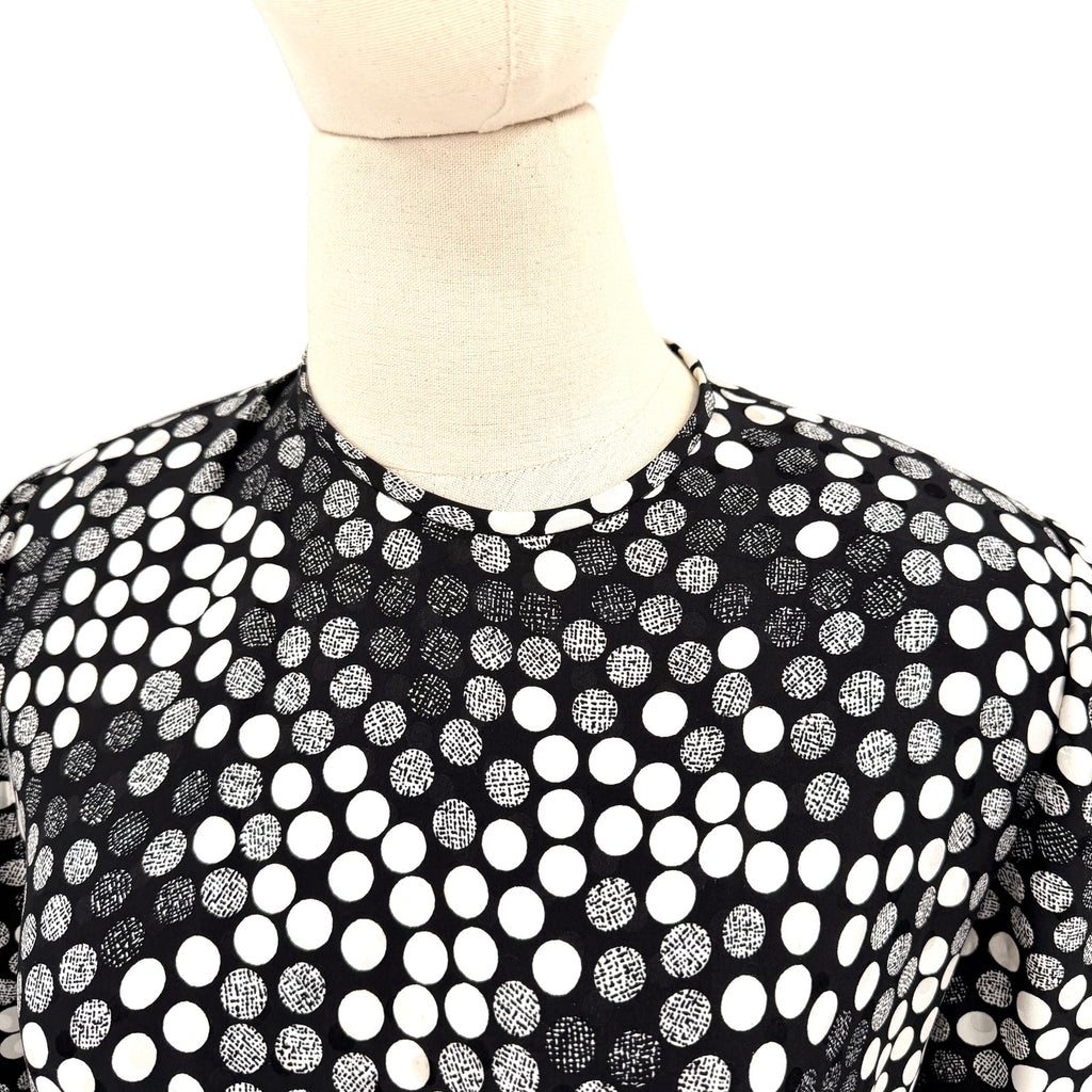 Lihli at Saks Fifth Avenue Black and White Polka Dot 100% Silk Dress
