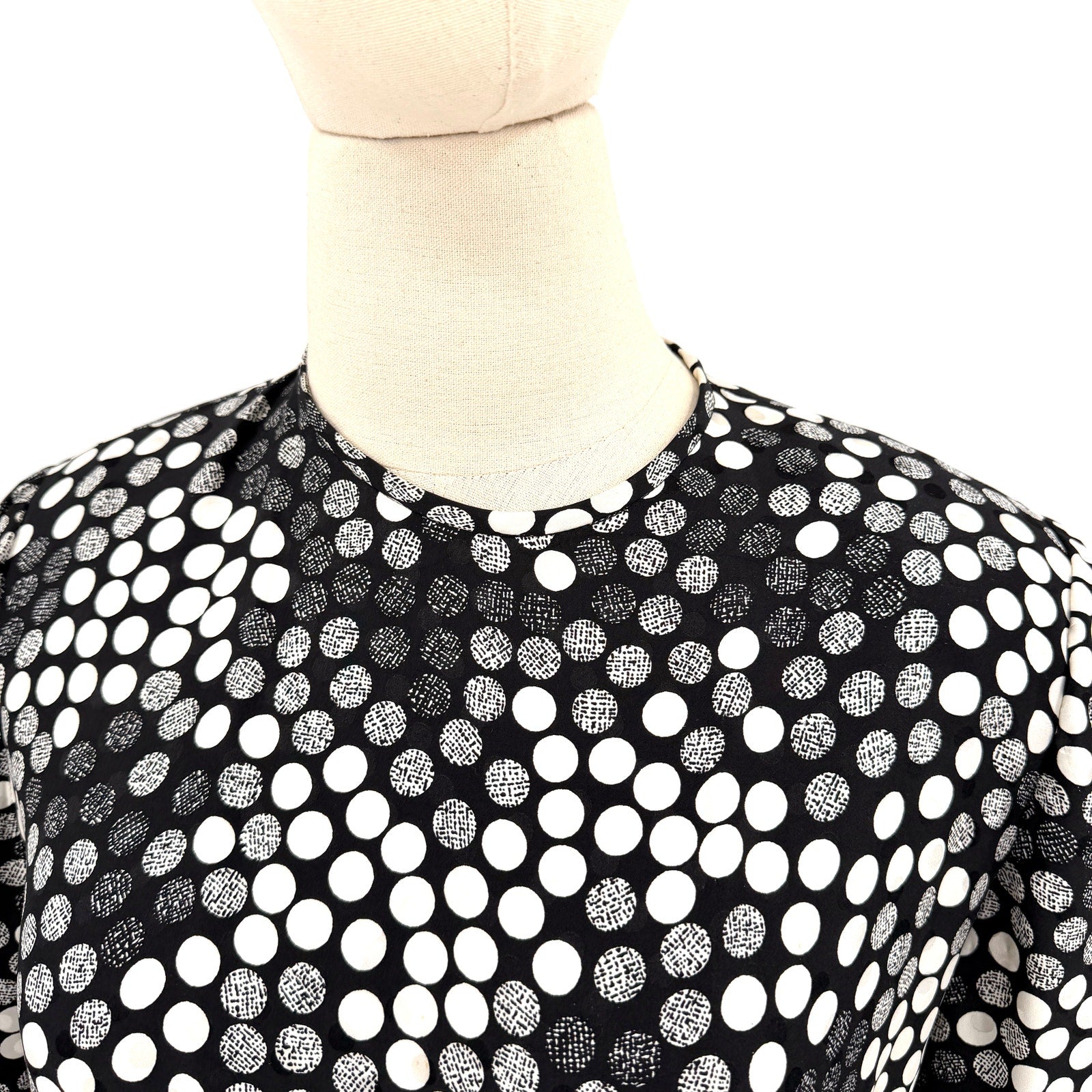 Lihli at Saks Fifth Avenue Black and White Polka Dot 100% Silk Dress