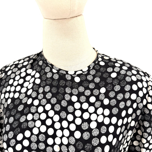 Lihli at Saks Fifth Avenue Black and White Polka Dot 100% Silk Dress