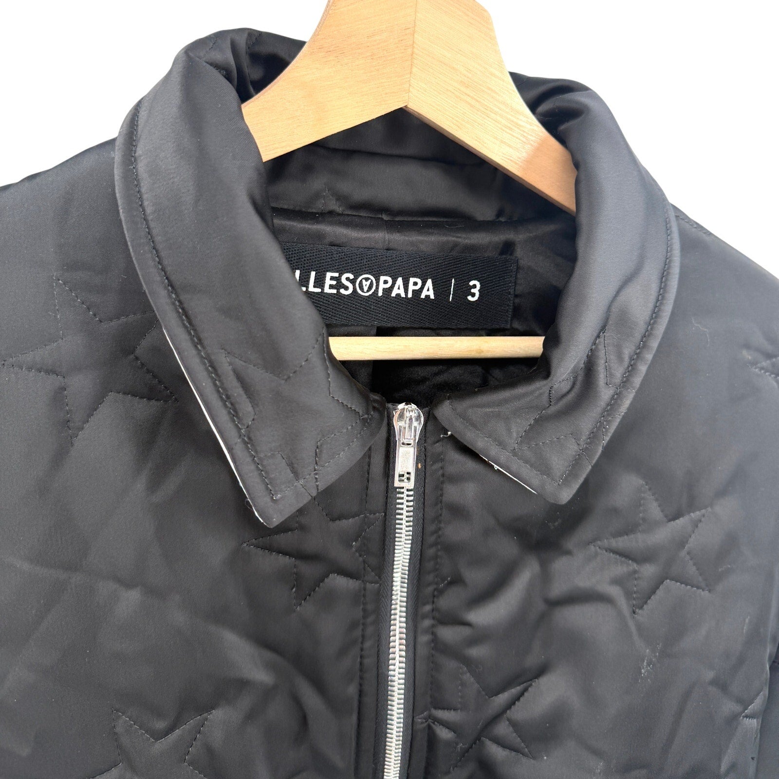Filles à Papa Black Star Diamond-Stitch Bonzaï Satin Cropped Bomber Jacket