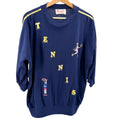 Vintage 80s Mardel Tennis Beaded Embroidered Jersey Long Sleeve Tee