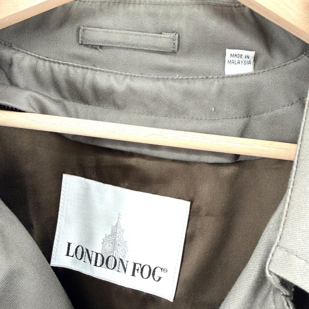 Vintage 90s London Fog Dark Gray Olive Sharp Tailoring Trenchcoat Jacket