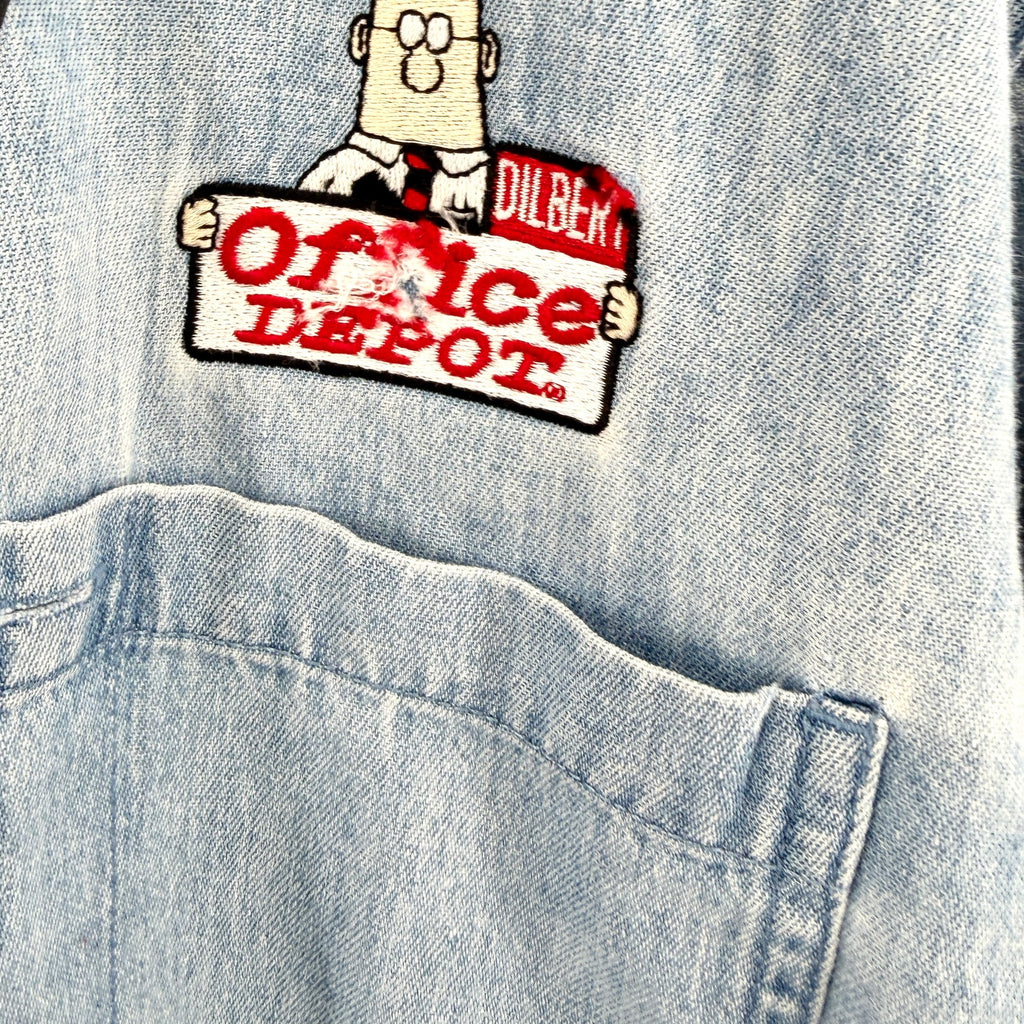 Vintage 90s Dilbert Office Depot Embroidered Oversized Denim Button-Up Shirt