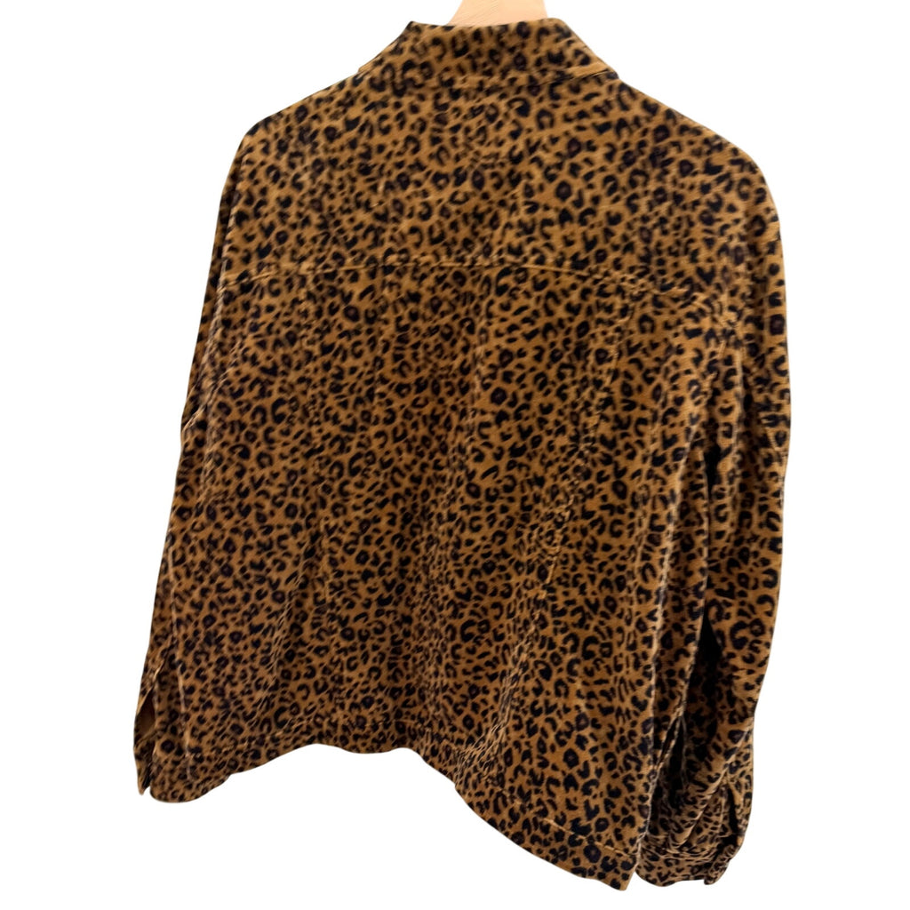 Vintage 90s Jones New York Brown 100% Cotton Velvet Leopard Jacket Pants Set