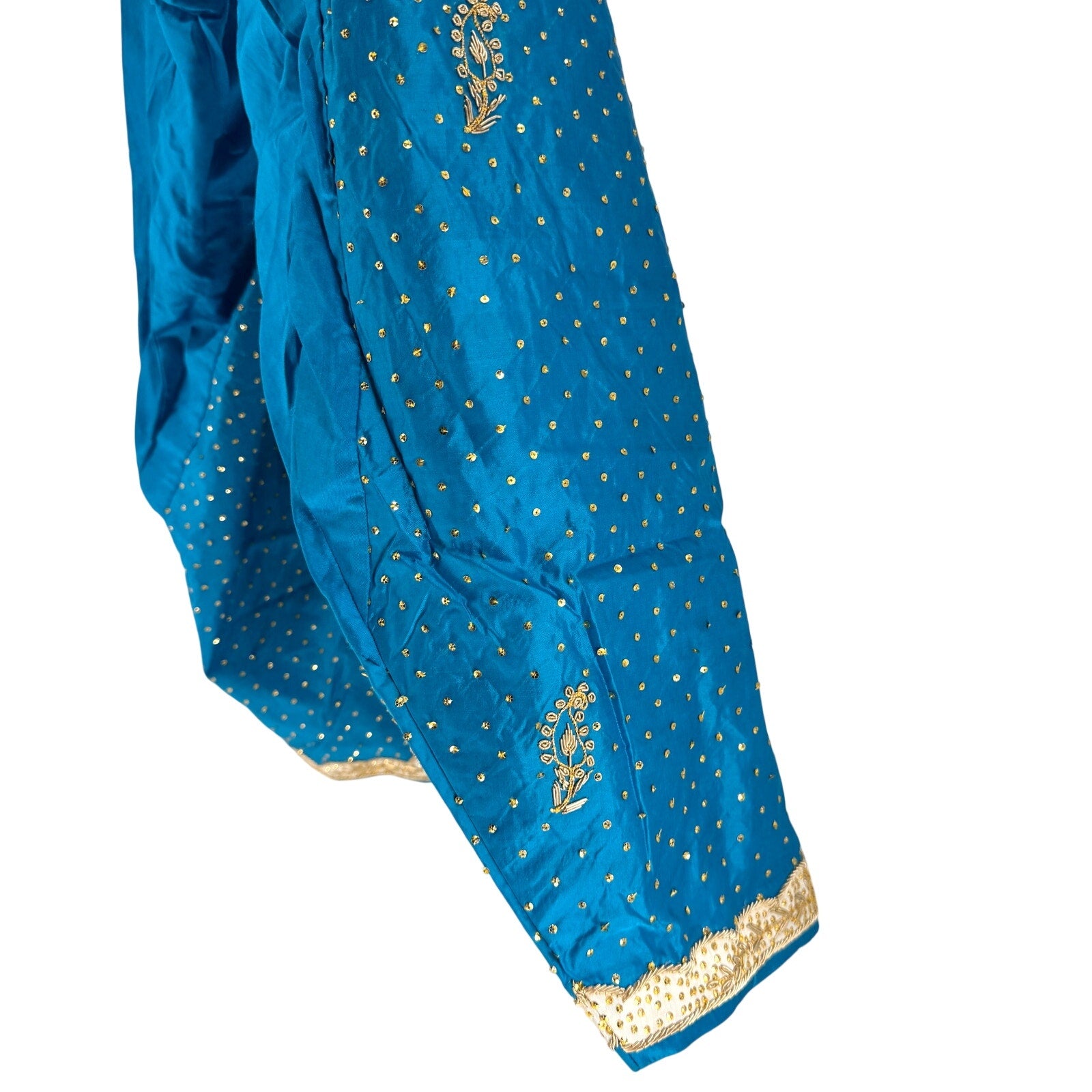 Handmade Blue Ornate Gold Embroidered Sequin Indian Salwar Kameez Suit Set