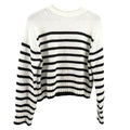 J.Crew White Black 100% Cotton Striped Cropped Mock Neck Sweater