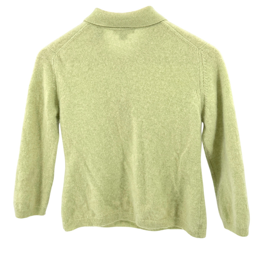 Vintage Y2K Griffen Pistachio Green 100% Cashmere Collared Knit Polo Sweater