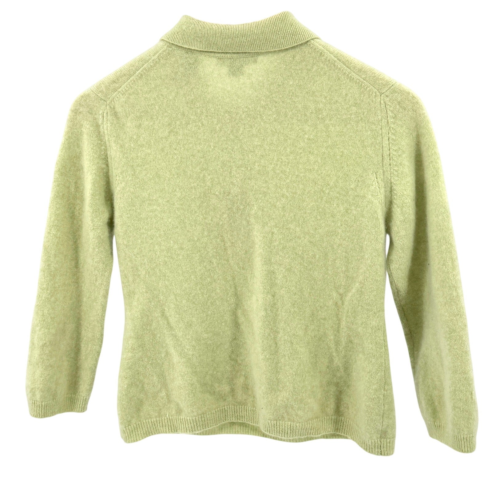 Vintage Y2K Griffen Pistachio Green 100% Cashmere Collared Knit Polo Sweater