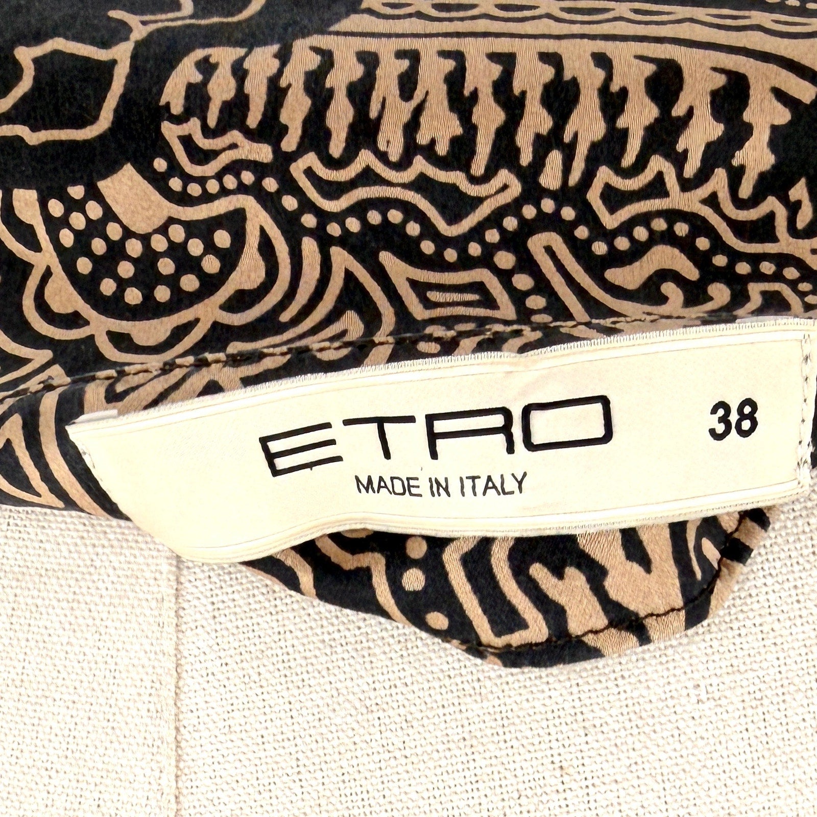 Vintage Y2K Etro Black Copper Silk Stretch Ruched Paisley Sheath Dress