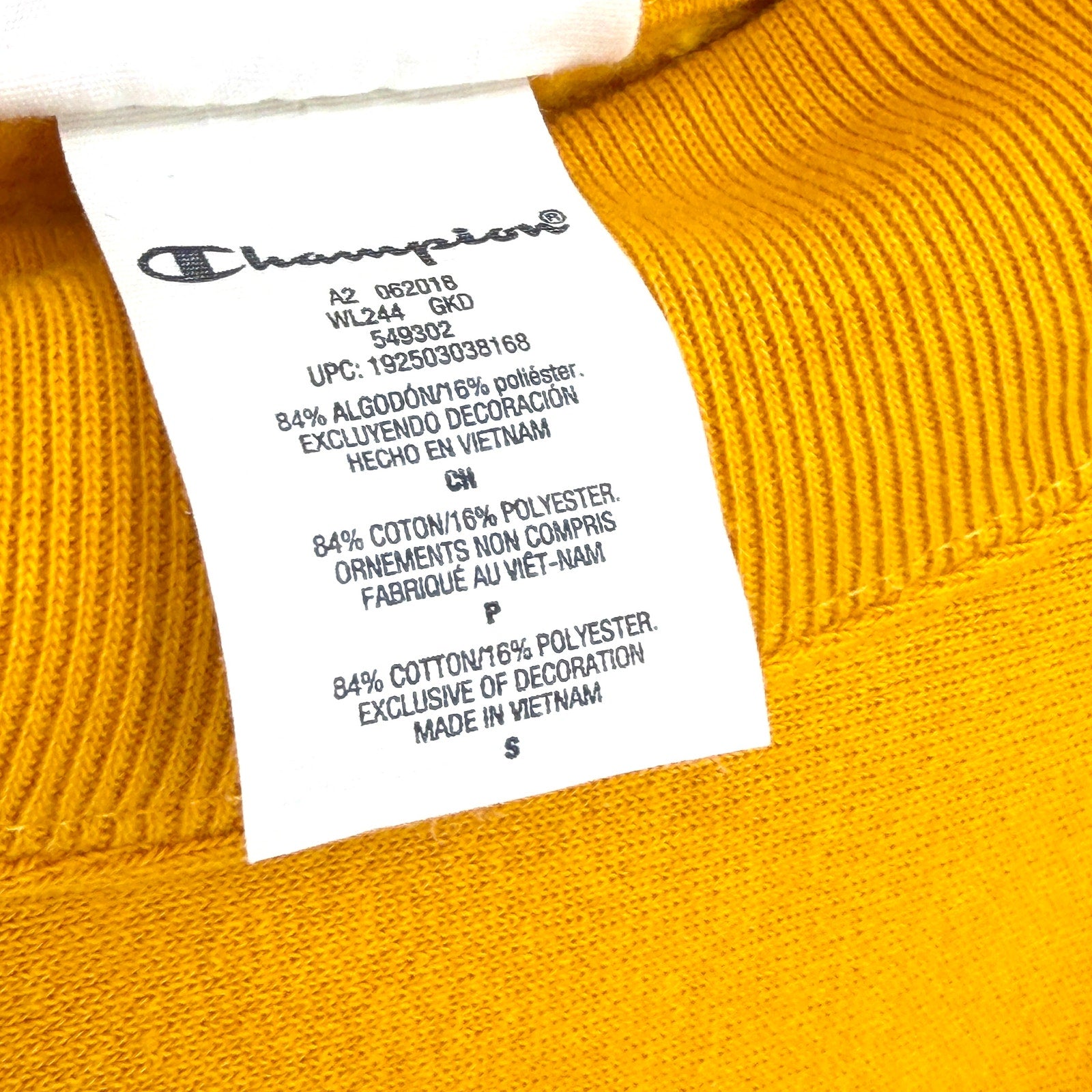 Champion Mustard Yellow Cropped Reverse Weave Crewneck Sweatshirt