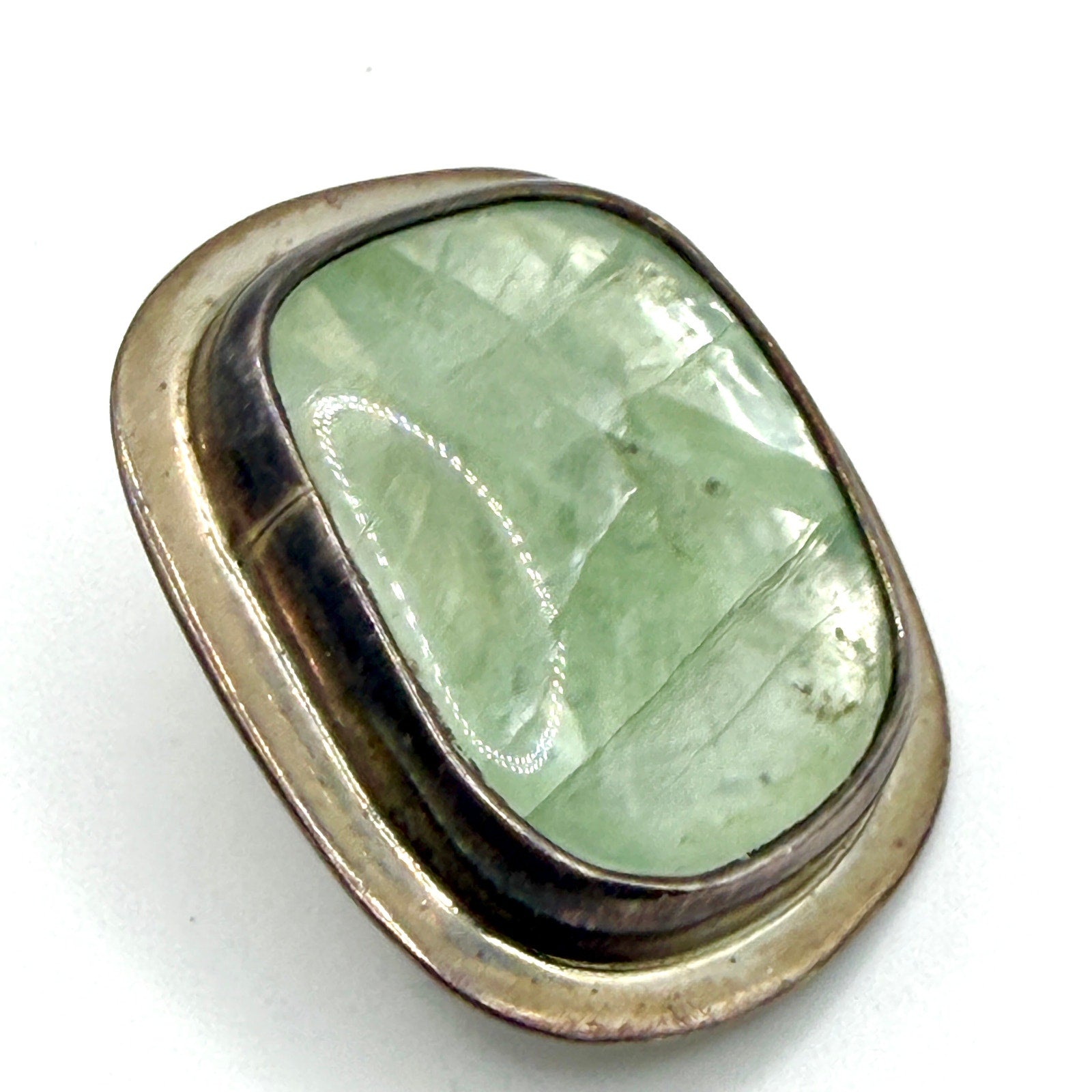 Vintage 90s Seafoam Green Sterling Silver Stamped Modernist Clip On Earrings