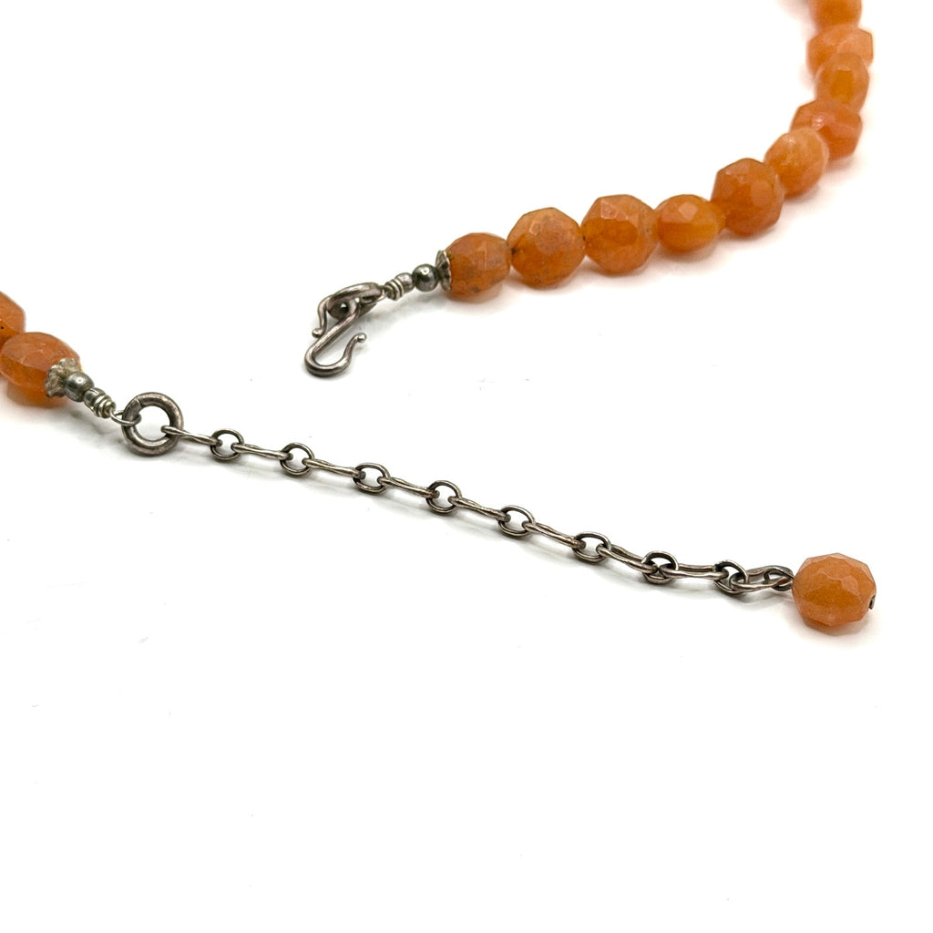 Vintage 90s Orange Aventurine Faceted Bead Statement Hook Necklace