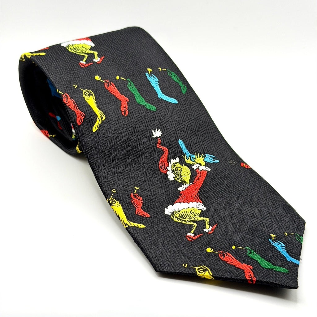 Vintage 90s Dr. Seuss Grinch Black Christmas Novelty NWT Necktie