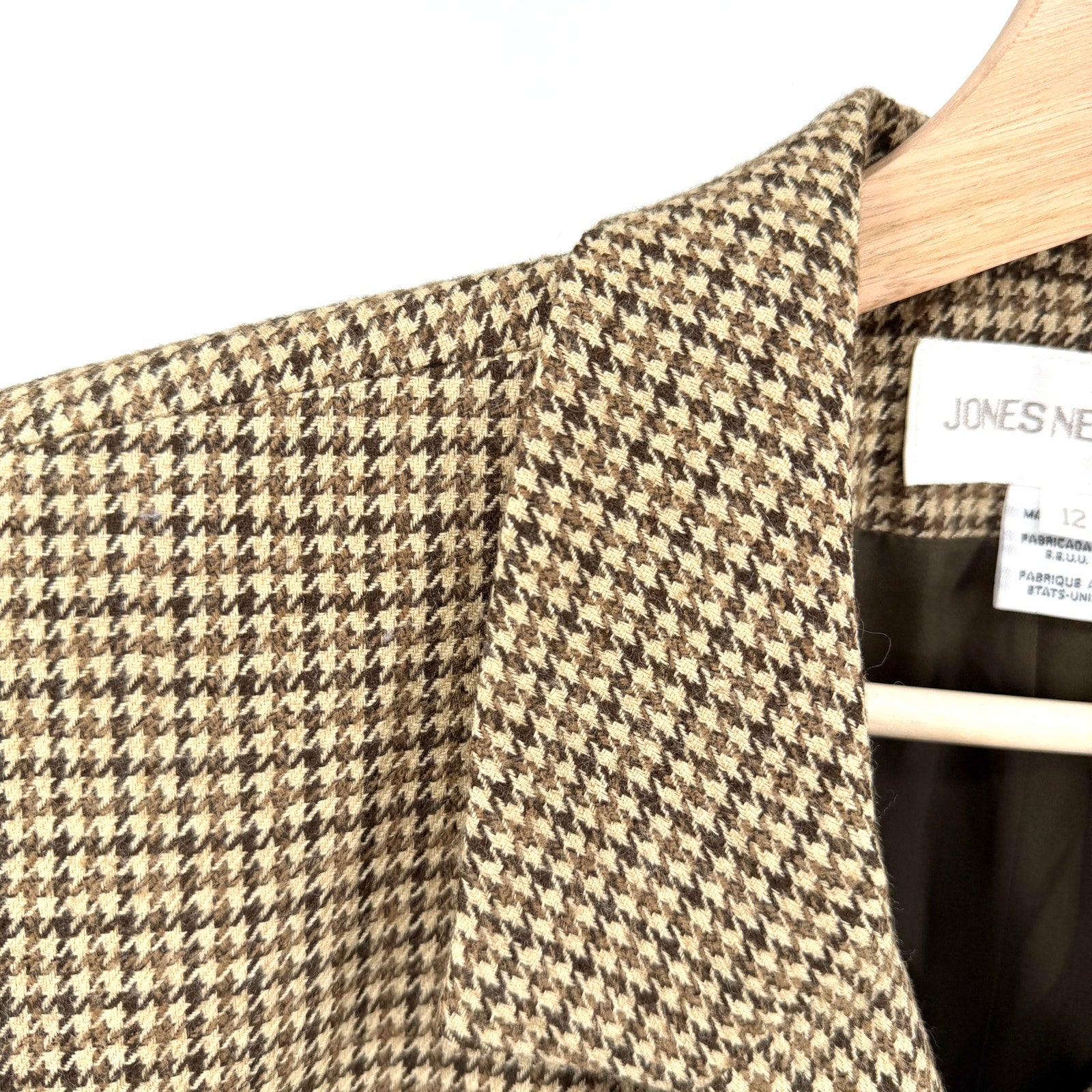 Vintage 90s Jones New York Brown Worsted Wool Tailored Double Breasted Blazer