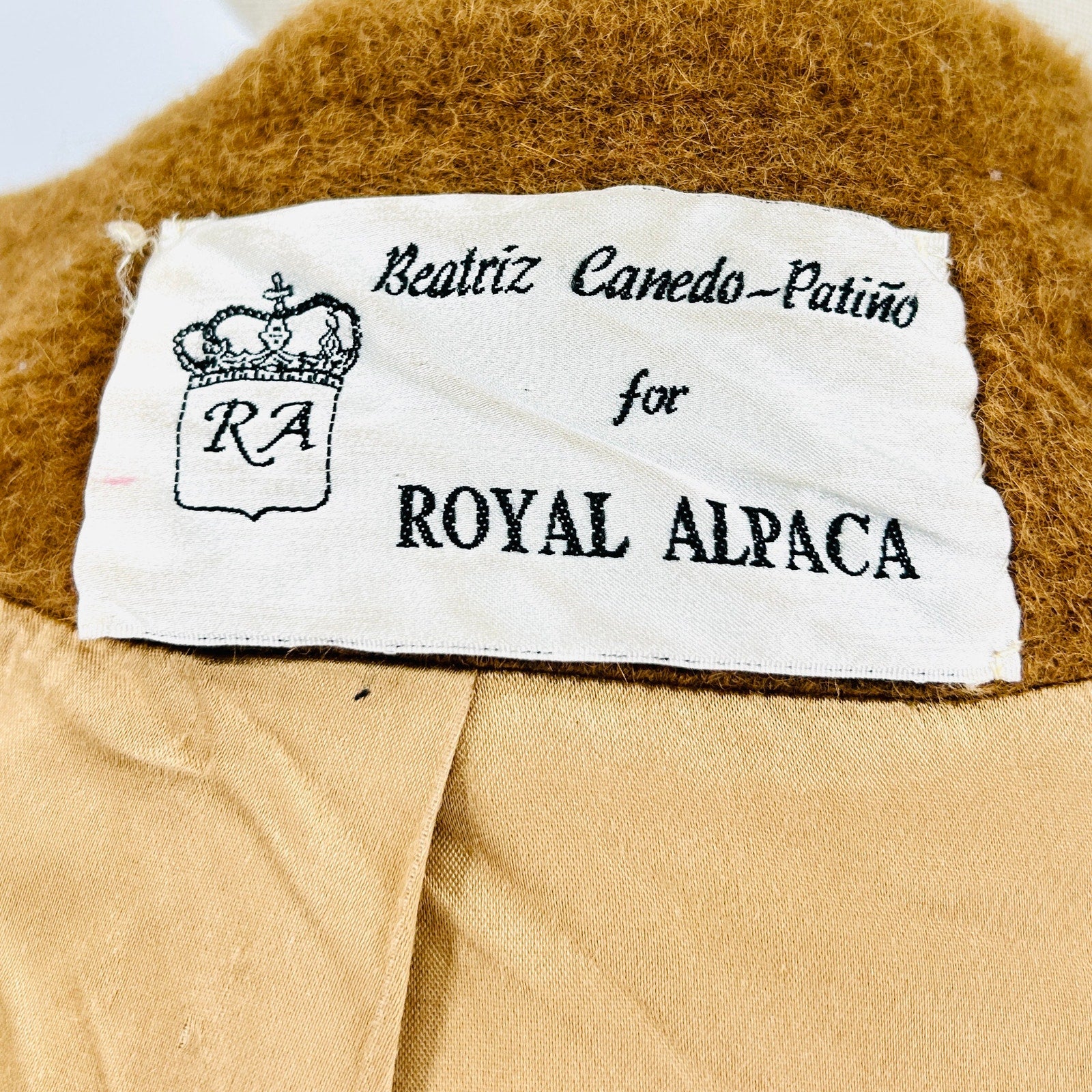 Vintage 1950s Royal Alpaca Camel Oversized Shawl Collar Coat