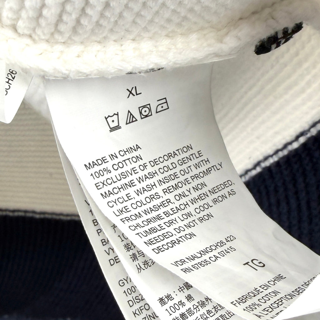 Nautica Navy Blue White 100% Cotton Wood Toggle Shawl Cardigan Sweater