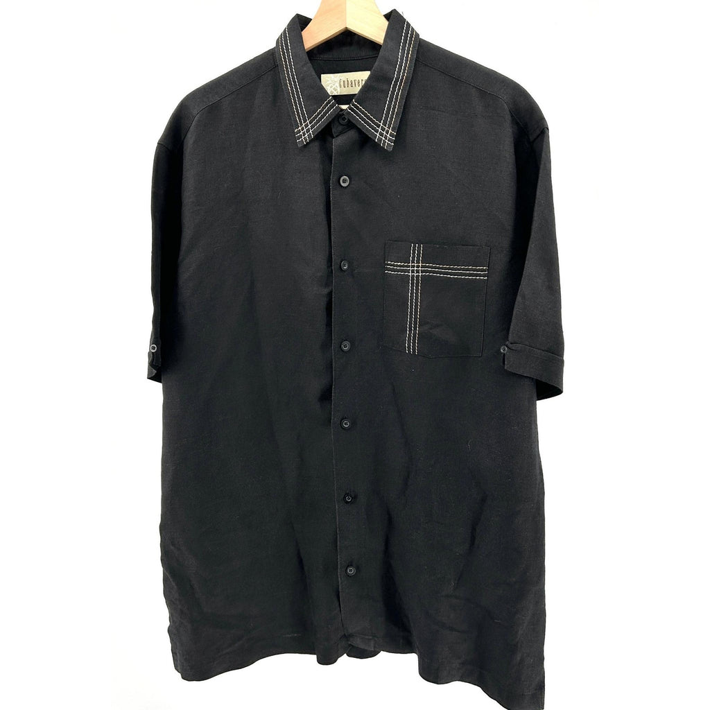 Cubavera Black Lightweight Woven Bowling Shirt